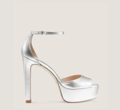 Stuart Weitzman High Heel Sandals|The Bridal Collection-CHANGE LOCATION Liquid Metallic Leather/Silver