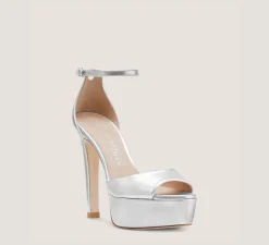 Stuart Weitzman High Heel Sandals|The Bridal Collection-CHANGE LOCATION Liquid Metallic Leather/Silver