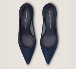 Stuart Weitzman The Occasion Edit|The SW Extended Sizes Collection-CHANGE LOCATION Mesh & Suede/Navy Blue