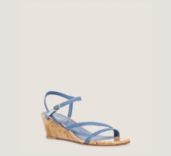 Stuart Weitzman Mid Heel Sandals|Wedges & Espadrilles-CHANGE LOCATION Patent leather/Blue Steel