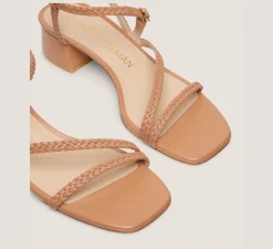 Stuart Weitzman Flat & Low Heel Sandals|Trending: Block Heels-CHANGE LOCATION Woven leather/Tan