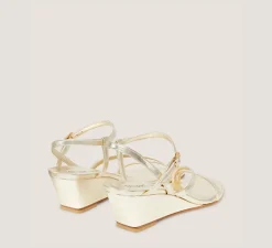 Stuart Weitzman Mid Heel Sandals|Wedges & Espadrilles-CHANGE LOCATION Liquid Metallic Leather/Light Gold