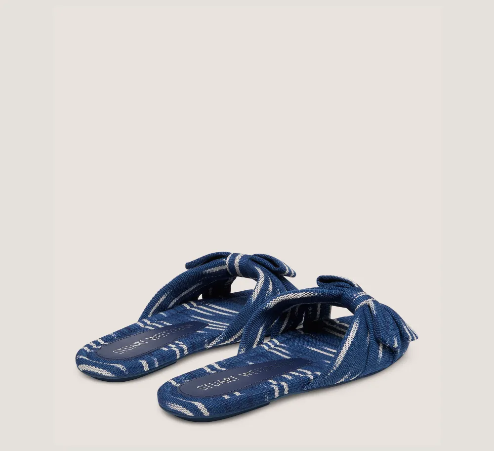 Stuart Weitzman The SW Extended Sizes Collection|Sandals-CHANGE LOCATION Ikat woven jacquard fabric/Indigo & natural