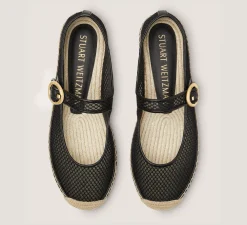 Stuart Weitzman Wedges & Espadrilles|The SW Exclusives Collection-CHANGE LOCATION Mesh & Lacquered Nappa Leather/Black