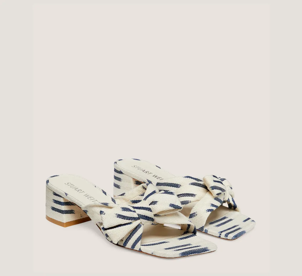 Stuart Weitzman The SW Extended Sizes Collection|Sandals-CHANGE LOCATION Ikat woven jacquard fabric/Natural & indigo