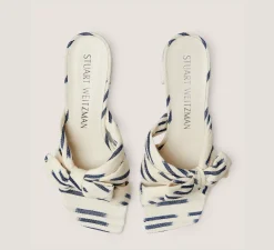 Stuart Weitzman The SW Extended Sizes Collection|Sandals-CHANGE LOCATION Ikat woven jacquard fabric/Natural & indigo