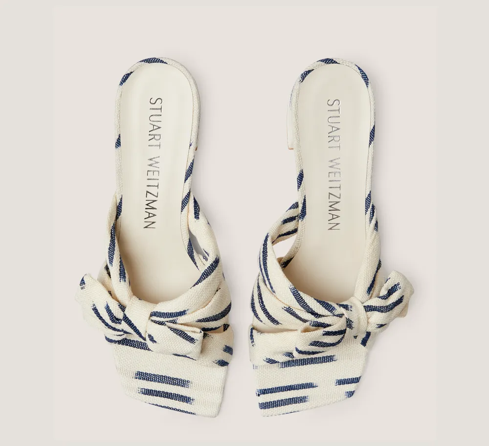 Stuart Weitzman The SW Extended Sizes Collection|Sandals-CHANGE LOCATION Ikat woven jacquard fabric/Natural & indigo