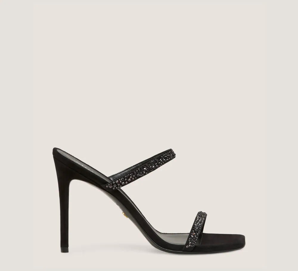 Stuart Weitzman High Heel Sandals|The Occasion Edit-CHANGE LOCATION Suede & crystal/Black & Graphite