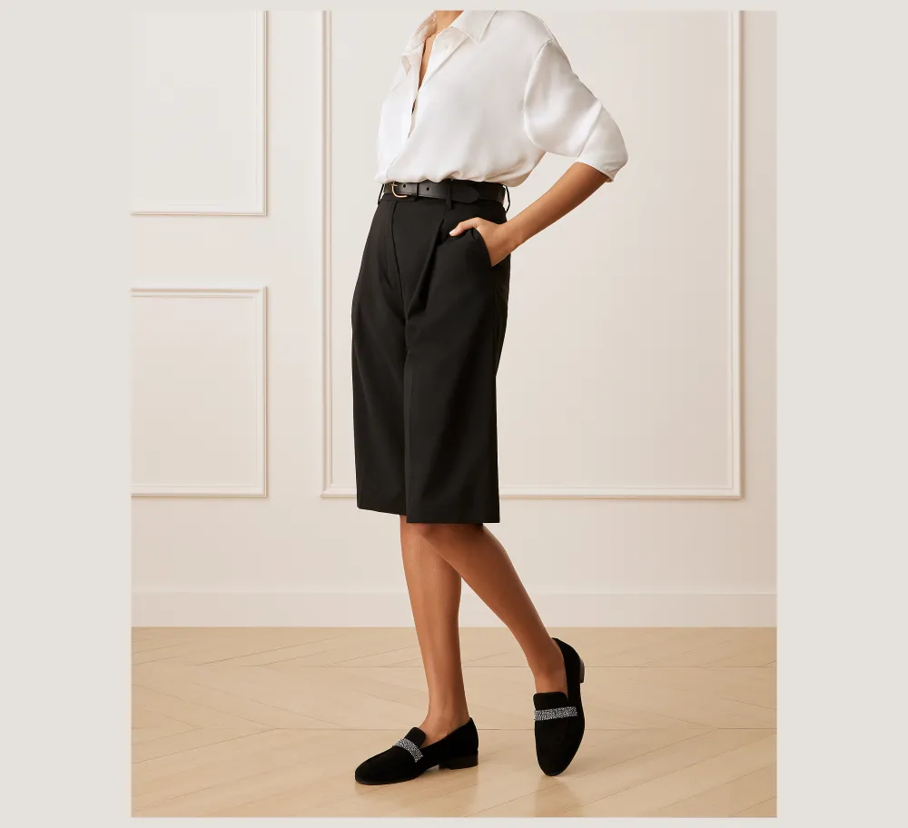 Stuart Weitzman The Work Essentials Edit|The SW Exclusives Collection-CHANGE LOCATION Suede & crystal/Black & Graphite