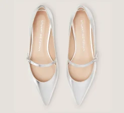 Stuart Weitzman Flats & Loafers-CHANGE LOCATION Crushed Metallic Leather/Silver
