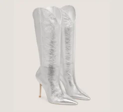 Stuart Weitzman Boots & Booties|BOOTS&BOOTIES-CHANGE LOCATION Crushed Metallic Leather/Silver