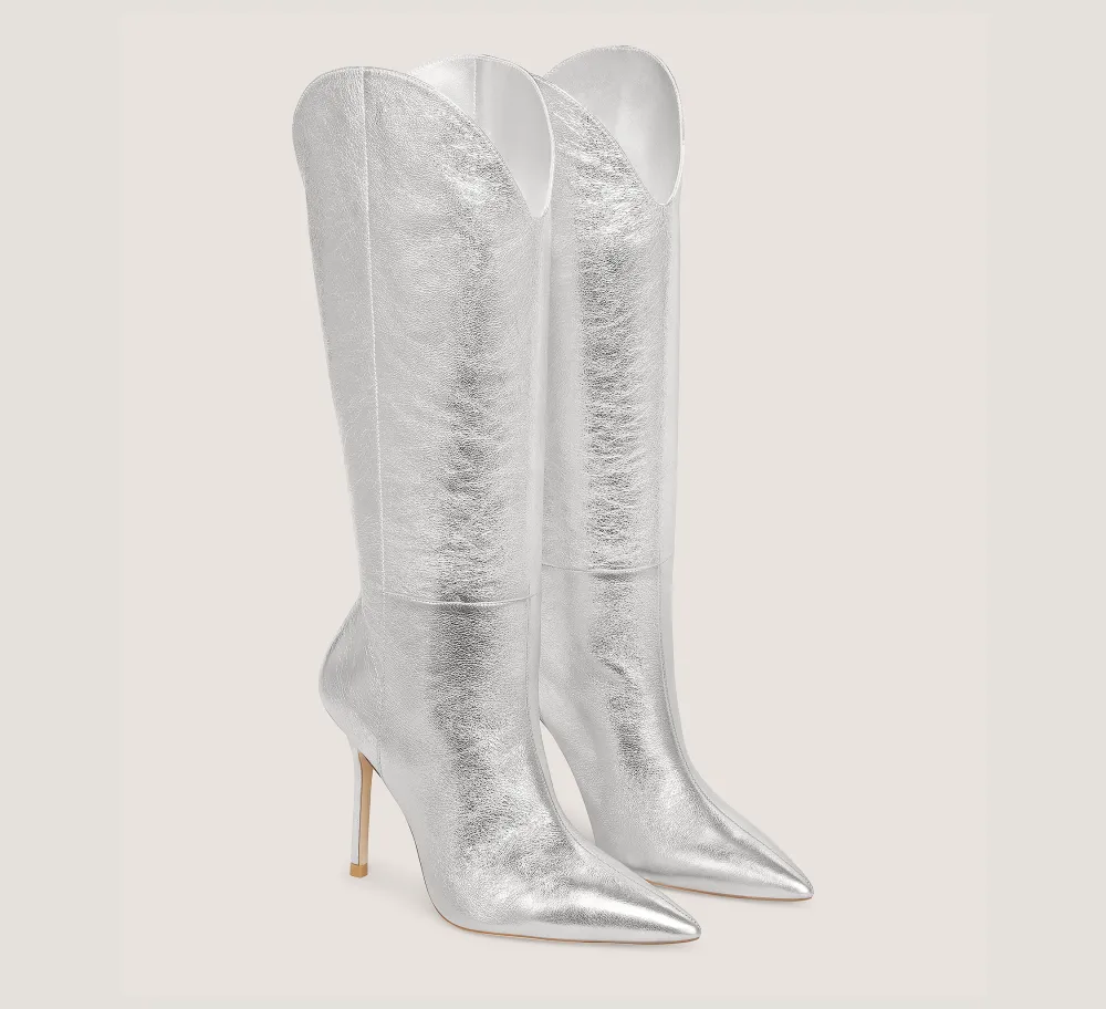 Stuart Weitzman Boots & Booties|BOOTS&BOOTIES-CHANGE LOCATION Crushed Metallic Leather/Silver