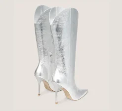 Stuart Weitzman Boots & Booties|BOOTS&BOOTIES-CHANGE LOCATION Crushed Metallic Leather/Silver