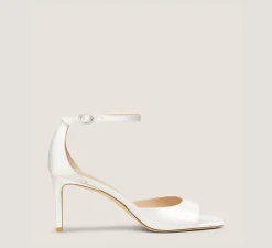 Stuart Weitzman The Nudist Collection|Mid Heel Sandals-CHANGE LOCATION Satin/White