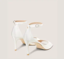 Stuart Weitzman The Nudist Collection|Mid Heel Sandals-CHANGE LOCATION Satin/White