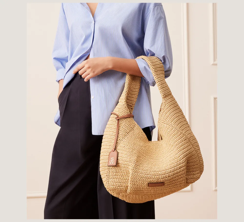 Stuart Weitzman HANDBAGS-CHANGE LOCATION Handwoven raffia/Natural