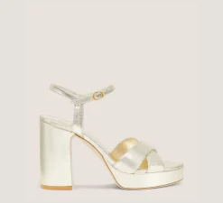 Stuart Weitzman High Heel Sandals|The Bridal Collection-CHANGE LOCATION Liquid Metallic Leather/Light Gold