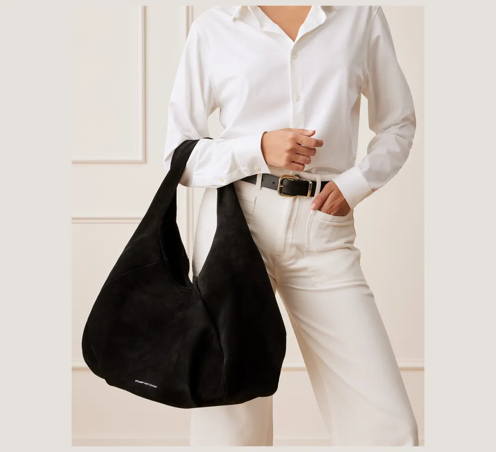Stuart Weitzman HANDBAGS-CHANGE LOCATION Textured Suede/Black