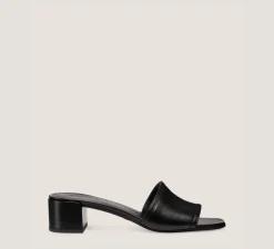 Stuart Weitzman Flat & Low Heel Sandals|Trending: Block Heels-CHANGE LOCATION Lacquered Nappa Leather/Black