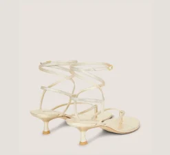 Stuart Weitzman Mid Heel Sandals|The SW Exclusives Collection-CHANGE LOCATION Liquid Metallic Leather/Light Gold
