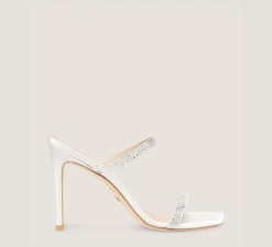 Stuart Weitzman High Heel Sandals|The Bridal Collection-CHANGE LOCATION Satin & crystal/White & Clear