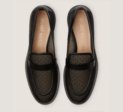 Stuart Weitzman The SW Extended Sizes Collection|Flats & Loafers-CHANGE LOCATION Mesh & smooth leather/Black