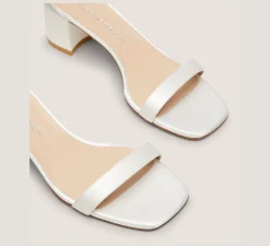Stuart Weitzman Mid Heel Sandals|Trending: Block Heels-CHANGE LOCATION Satin/White