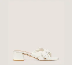 Stuart Weitzman Mid Heel Sandals|Sandals-CHANGE LOCATION Lacquered Nappa Leather/Cream