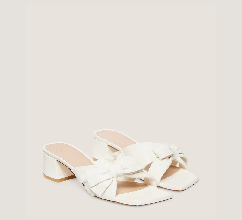 Stuart Weitzman Mid Heel Sandals|Sandals-CHANGE LOCATION Lacquered Nappa Leather/Cream