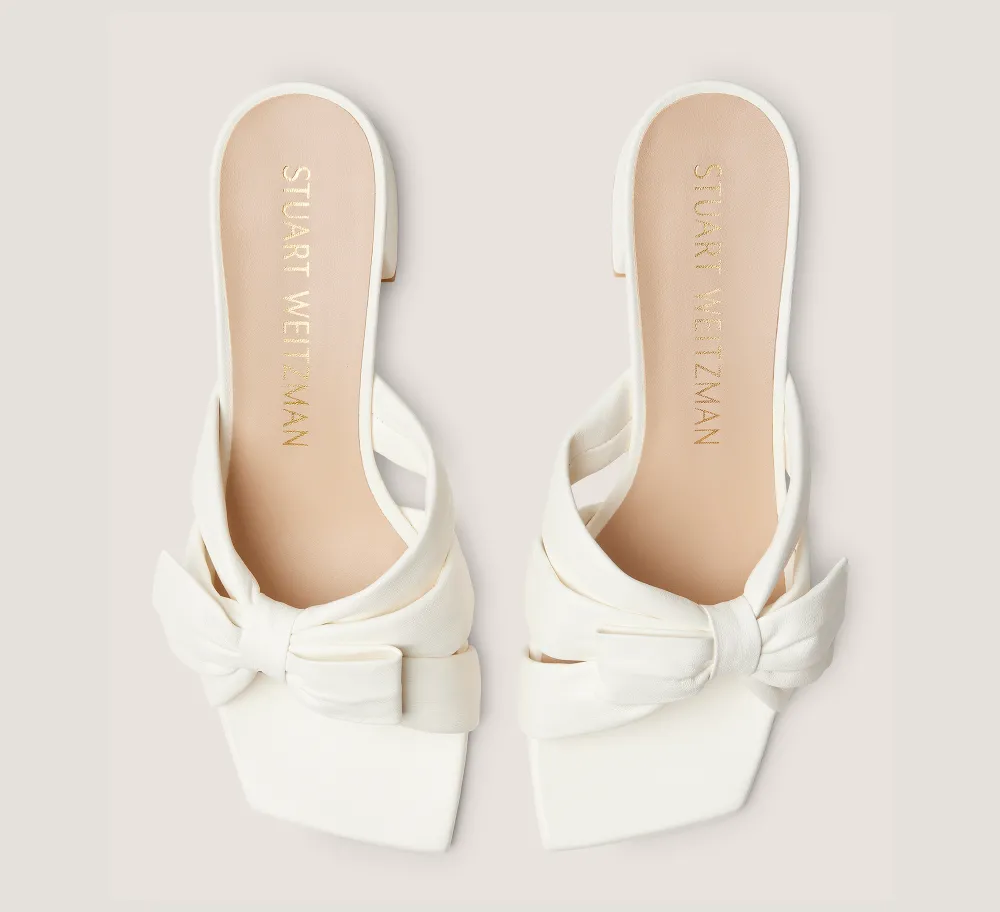 Stuart Weitzman Mid Heel Sandals|Sandals-CHANGE LOCATION Lacquered Nappa Leather/Cream