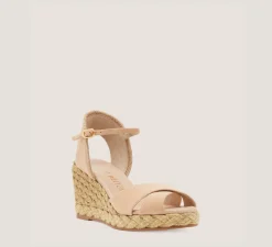 Stuart Weitzman Mid Heel Sandals|Wedges & Espadrilles-CHANGE LOCATION Suede & jute/Adobe & Natural