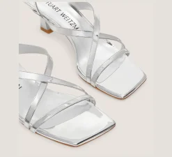 Stuart Weitzman Mid Heel Sandals|The Bridal Collection-CHANGE LOCATION Specchio leather/Silver