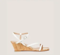 Stuart Weitzman Mid Heel Sandals|Wedges & Espadrilles-CHANGE LOCATION Patent leather/White