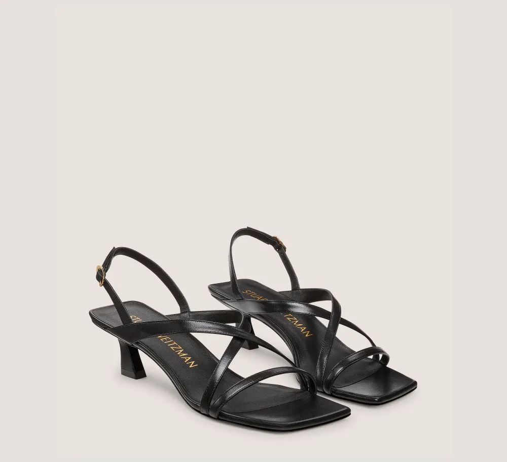Stuart Weitzman Mid Heel Sandals|The Bridal Collection-CHANGE LOCATION Lacquered Nappa Leather/Black