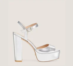 Stuart Weitzman High Heel Sandals|The Bridal Collection-CHANGE LOCATION Liquid Metallic Leather/Silver