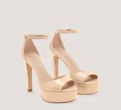 Stuart Weitzman High Heel Sandals|The Bridal Collection-CHANGE LOCATION Patent leather/Adobe Beige
