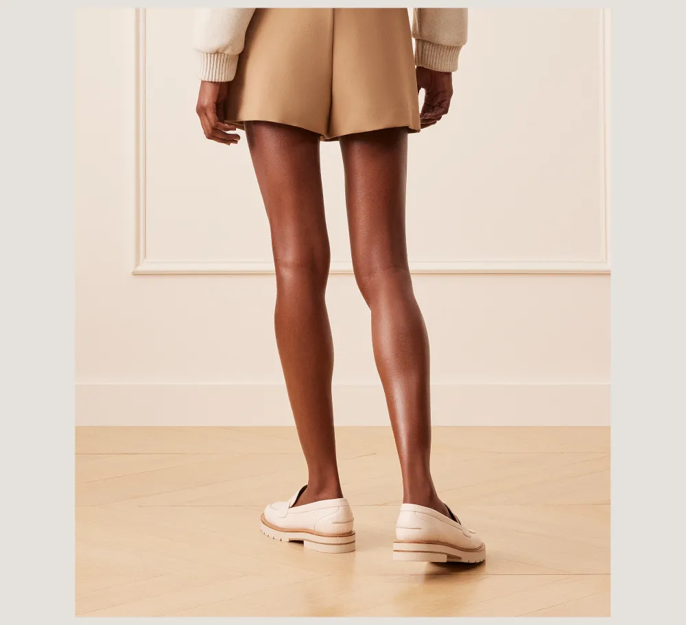 Stuart Weitzman The Work Essentials Edit|Flats & Loafers-CHANGE LOCATION Lacquered Nappa Leather/Seashell Tonal