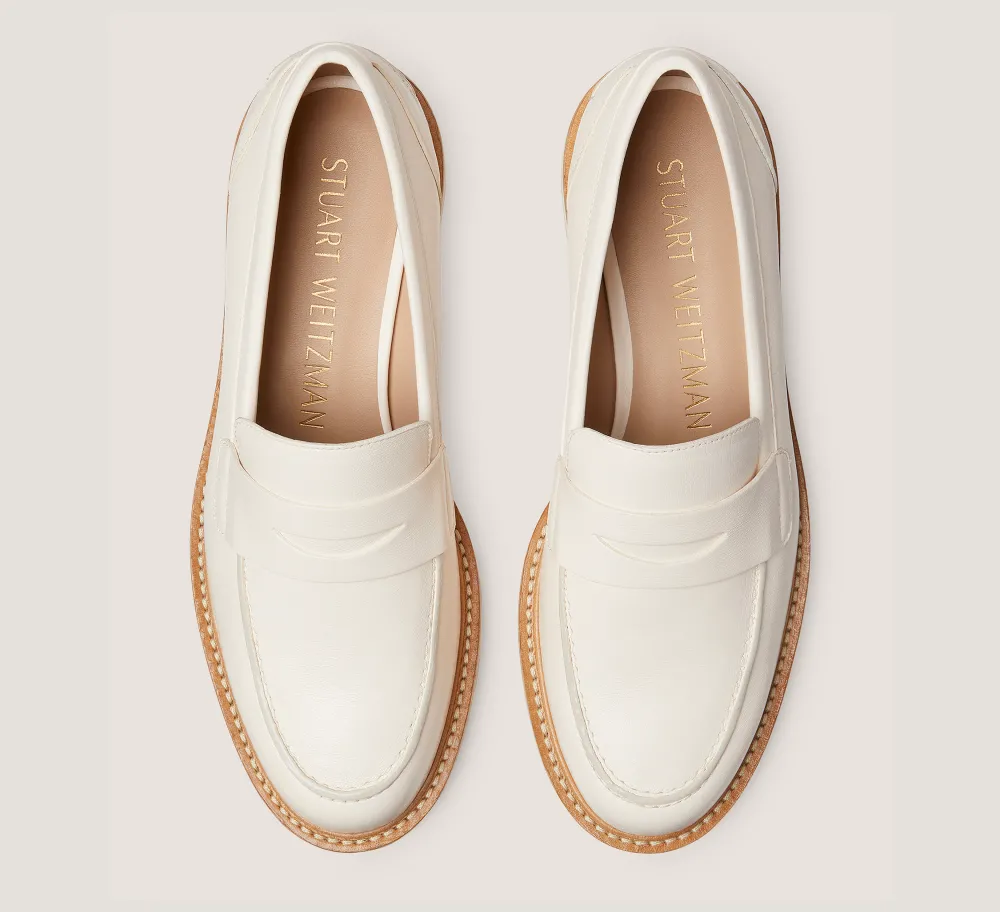 Stuart Weitzman The Work Essentials Edit|Flats & Loafers-CHANGE LOCATION Lacquered Nappa Leather/Seashell Tonal
