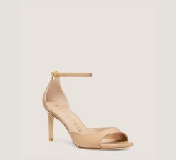 Stuart Weitzman The Nudist Collection|Mid Heel Sandals-CHANGE LOCATION Smooth Leather/Adobe Beige