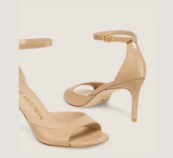 Stuart Weitzman The Nudist Collection|Mid Heel Sandals-CHANGE LOCATION Smooth Leather/Adobe Beige