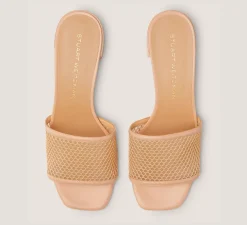 Stuart Weitzman Flat & Low Heel Sandals|Trending: Block Heels-CHANGE LOCATION Open mesh & smooth leather/Ginger