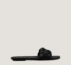 Stuart Weitzman Flat & Low Heel Sandals|The SW Extended Sizes Collection-CHANGE LOCATION Lacquered Nappa Leather/Black