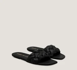 Stuart Weitzman Flat & Low Heel Sandals|The SW Extended Sizes Collection-CHANGE LOCATION Lacquered Nappa Leather/Black