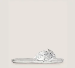 Stuart Weitzman Flat & Low Heel Sandals|Sandals-CHANGE LOCATION Liquid Metallic Leather/Silver