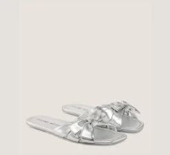 Stuart Weitzman Flat & Low Heel Sandals|Sandals-CHANGE LOCATION Liquid Metallic Leather/Silver