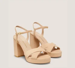 Stuart Weitzman High Heel Sandals|The Bridal Collection-CHANGE LOCATION Suede/Adobe Beige