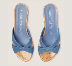 Stuart Weitzman Mid Heel Sandals|Wedges & Espadrilles-CHANGE LOCATION Vintage denim & cork/Washed Blue Denim