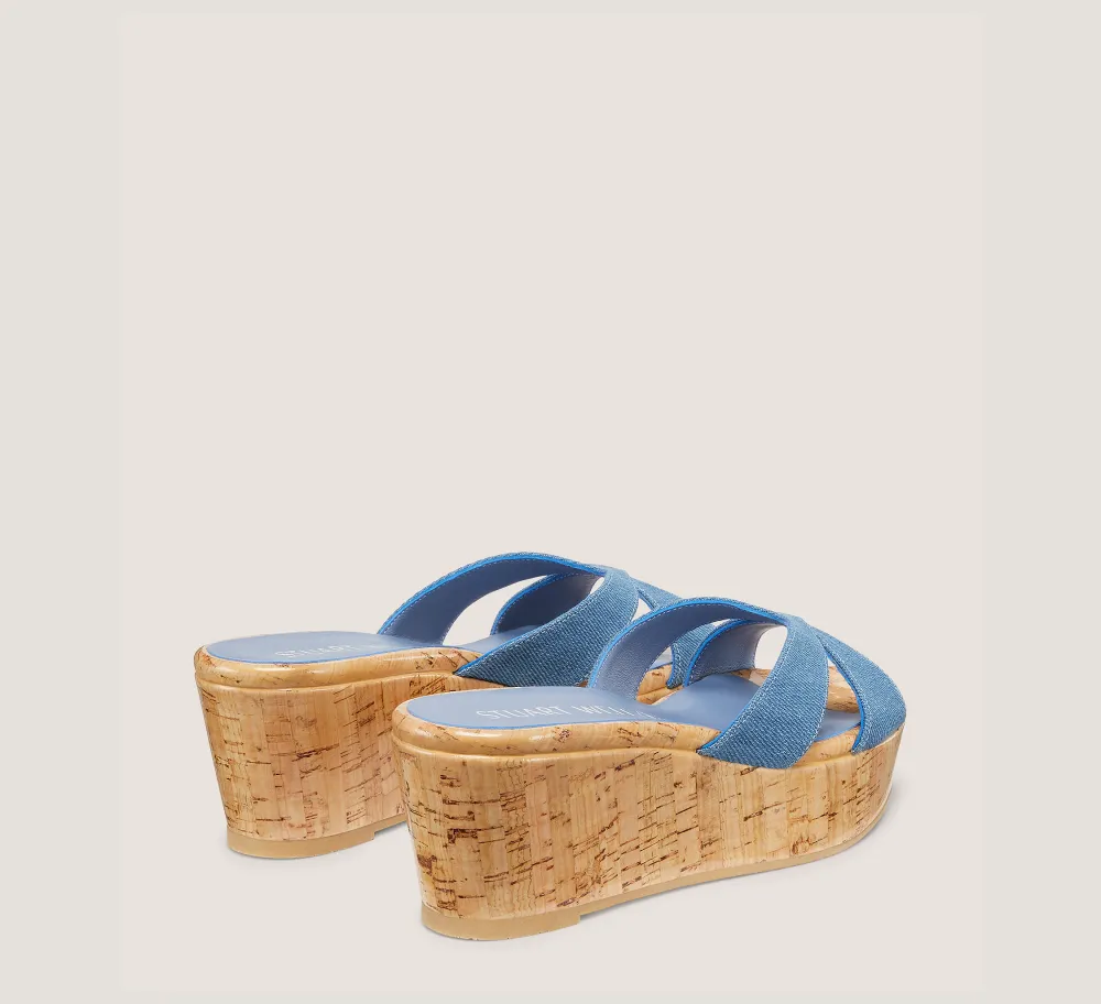 Stuart Weitzman Mid Heel Sandals|Wedges & Espadrilles-CHANGE LOCATION Vintage denim & cork/Washed Blue Denim