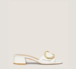 Stuart Weitzman Flat & Low Heel Sandals|Trending: Block Heels-CHANGE LOCATION Leather/Cream
