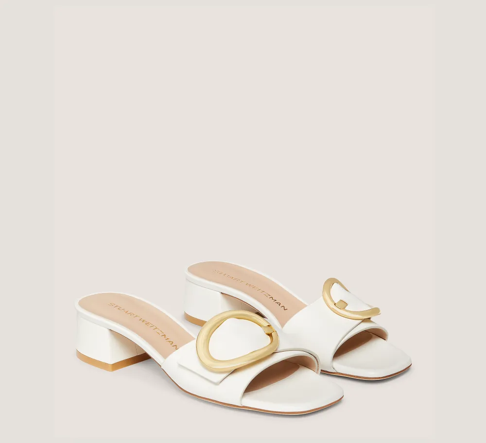 Stuart Weitzman Flat & Low Heel Sandals|Trending: Block Heels-CHANGE LOCATION Leather/Cream
